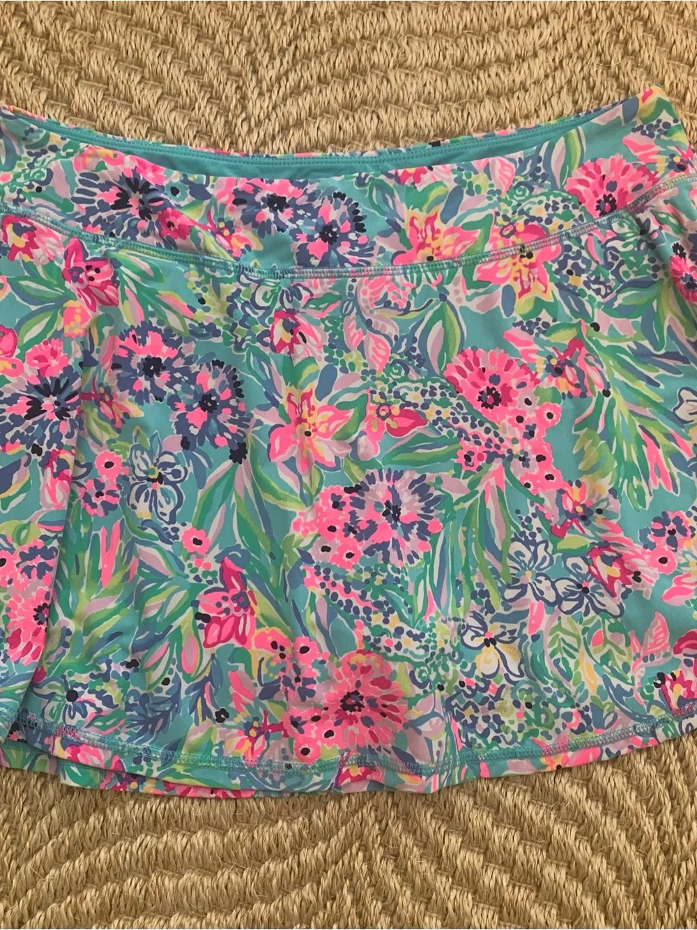 Lilly Pulitzer Luxletic Floral Blue-Pink Athletic Skort - Picture 2 of 5